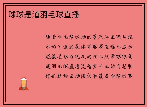 球球是道羽毛球直播